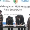 Pemerintah Kota Palu bersama BRI Tbk Cabang Palu melaksanakan penandatangan MoU kerjasama Palu Smart City (Kota Cerdas). Foto: Humas Pemkot Palu