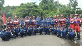 Sekretaris Daerah Kota Palu Irmayanti Pettalolo menghadiri upacara peringatan HUT ke-73 Satuan Polisi Pamong Praja, HUT ke-61 satuan perlindungan masyarakat dan HUT ke-104 Pemadam Kebakaran Tingkat Provinsi Sulawesi Tengah tahun 2023. foto : Humas Pemkot Palu