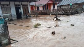 Desa Tulung, Kecamatan Walea Kepulauan, Kabupaten Tojo Una-una, terjadi banjir Selasa 4 April 2024. Foto: BPBD Sulteng
