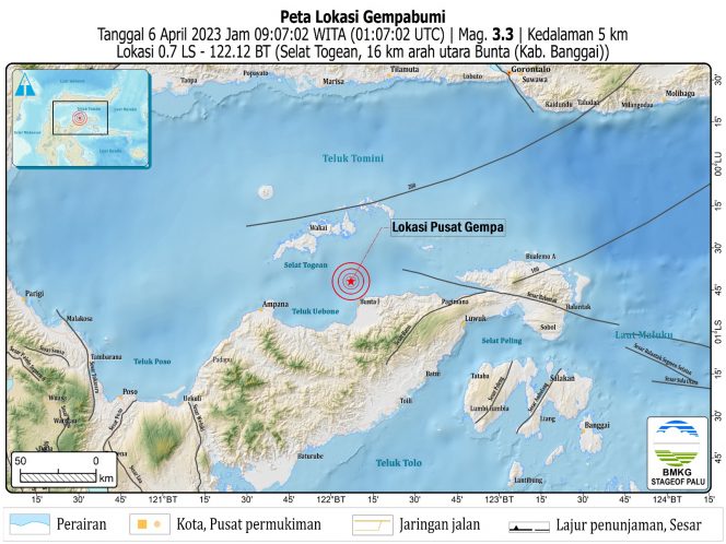 
 Gempa 5,3 Magnitudo Guncang Tojo Una-Una dan Poso