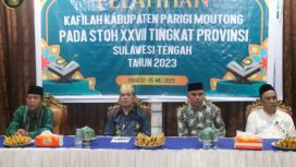 Asisten I Bidang Pemerintahan dan Kesra Abd Azis Tombolotutu membuka pelatihan kafilah Seleksi Tilawatil Qur’an dan Hadits (STQH) XXVII Tingkat Provinsi Sulawesi Tengah. Foto: Diskominfo Parimo