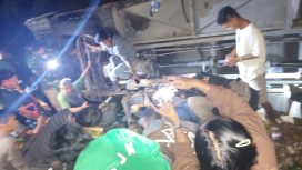 Kondisi bus Rappan Marannu yang terjatuh didalam jurang. Foto: Basarnas Palu