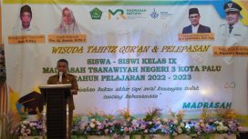 Wali Kota Palu Hadianto Rasyid menghadiri Pelepasan Siswa Kelas IX Tahun Pelajaran 2022-2023 MTsN 3 Kota Palu di Citra Mulia Hotel, Jalan Tanjung Satu, Kota Palu, Selasa 23 Mei 2023. Foto: Humas Pemkot Palu