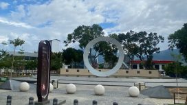Logo Alfamidi akhirnya terpampang di taman nasional Kota Palu. Foto: istimewa