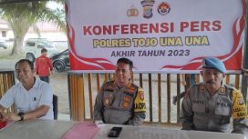 Polres Touna gelar konferensi pers kasus terjadi di Tojo Una-Una sepanjang tahun 2023, Jumat, 29 Desember 2023. Foto: JF/PP