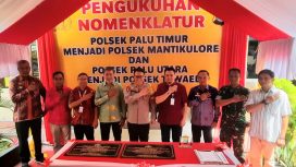 Peresmian dua polsek di Palu berlangsung di halaman kantor Polsek Mantikulore, Kamis 2 Mei 2024. Foto: Istimewa