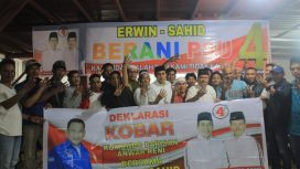 Relawan BERANI dukung Erwin-Sahid kembali mendaklarasikan dukungannya kepada Erwin-Sahid. Kali ini dihadiri Relawan BERANI Semeton, Komando Barisan Anwar-Reny (KOBAR), Perempuan BERANI, AR SQOUAD, dan BERANI BERIMAN, di Kecamatan Mepanga, Minggu, 23 Maret 2025. Foto: Istimewa 