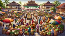 Gerakan Pasar Murah Pemkot Palu yang menampilkan suasana pasar yang ramai dengan pedagang dan pembeli. Foto: Ilustrasi AI