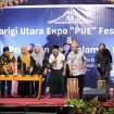 Wakil Bupati Abdul Sahid membuka Parigi Utara Expo 2025 dengan memukul alat musik tradisional di Toboli, Kamis, 12 Juni 2025. Foto: Diskominfo Parimo