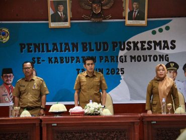 Bupati Parigi Moutong saat membuka kegiatan Pra Penilaian BLUD Puskesmas se-kabupaten, Senin, 4 Agustus 2025. Foto: Diskominfo Parimo 