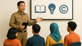 Ilustrasi Seorang pejabat Pemkab Parigi Moutong memberikan presentasi tentang pentingnya perlindungan Kekayaan Intelektual di hadapan peserta pelatihan. Foto: PPID