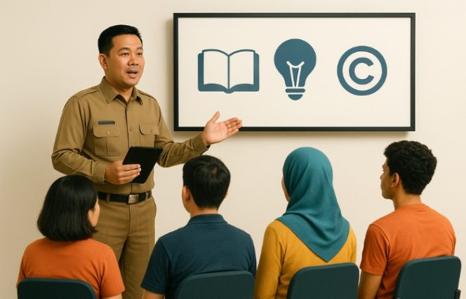 
 Ilustrasi Seorang pejabat Pemkab Parigi Moutong memberikan presentasi tentang pentingnya perlindungan Kekayaan Intelektual di hadapan peserta pelatihan. Foto: PPID