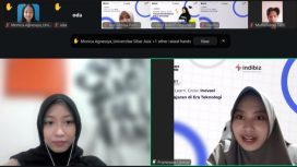 Narasumber webinar Indibiz Insight, Sherly Nurfadya Iskandar, memaparkan penerapan kecerdasan buatan (AI) dalam inovasi pembelajaran kepada peserta. Foto: Telkom Regional 5