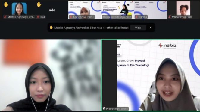 
 Narasumber webinar Indibiz Insight, Sherly Nurfadya Iskandar, memaparkan penerapan kecerdasan buatan (AI) dalam inovasi pembelajaran kepada peserta. Foto: Telkom Regional 5