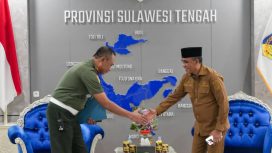 Gubernur Sulawesi Tengah Anwar Hafid menerima audiensi Komandan Polisi Militer Kodam XXIII/Palaka Wira, Kolonel Cpm Indra Jaya, di Ruang Kerja Gubernur Sulawesi Tengah, Palu, Selasa (20/1/2026). Foto: Pemprov Sulteng 
