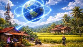 Ilustrasi perluasan akses internet di wilayah pedesaan untuk mendukung konektivitas digital masyarakat di Kabupaten Parigi Moutong. Foto: Ilustrasi/AI