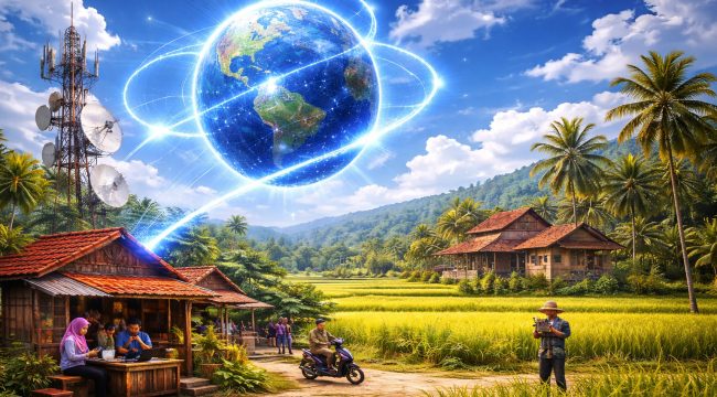 Ilustrasi perluasan akses internet di wilayah pedesaan untuk mendukung konektivitas digital masyarakat di Kabupaten Parigi Moutong. Foto: Ilustrasi/AI