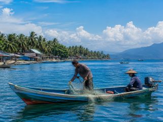 Nelayan beraktivitas di perairan Teluk Tomini. Pemerintah Kabupaten Parigi Moutong terus memperkuat pengawasan terhadap praktik illegal fishing untuk menjaga kelestarian sumber daya perikanan. Foto: Ilustrasi AI