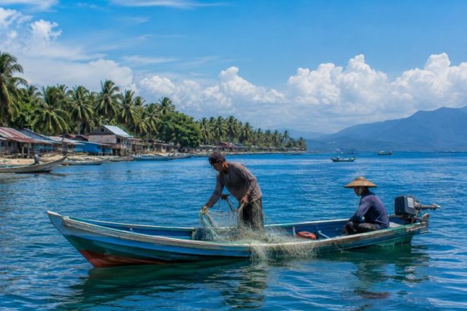
 Nelayan beraktivitas di perairan Teluk Tomini. Pemerintah Kabupaten Parigi Moutong terus memperkuat pengawasan terhadap praktik illegal fishing untuk menjaga kelestarian sumber daya perikanan. Foto: Ilustrasi AI