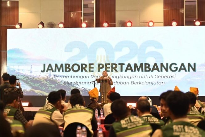 
 Wakil Gubernur Sulawesi Tengah Reny A. Lamadjido menyampaikan sambutan dalam Jambore Pertambangan Sulawesi Tengah 2026 di Palu. Foto: Pemprov Sulteng